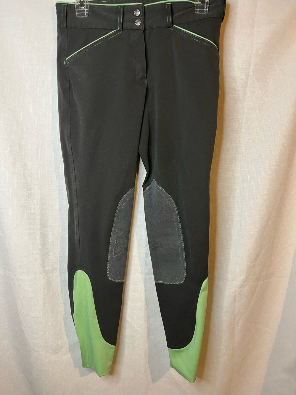 Women's Black Riding Breeches with Lime Green Accents